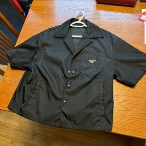 Prada Re-Nylon Short-Sleeved Shirt black Size S